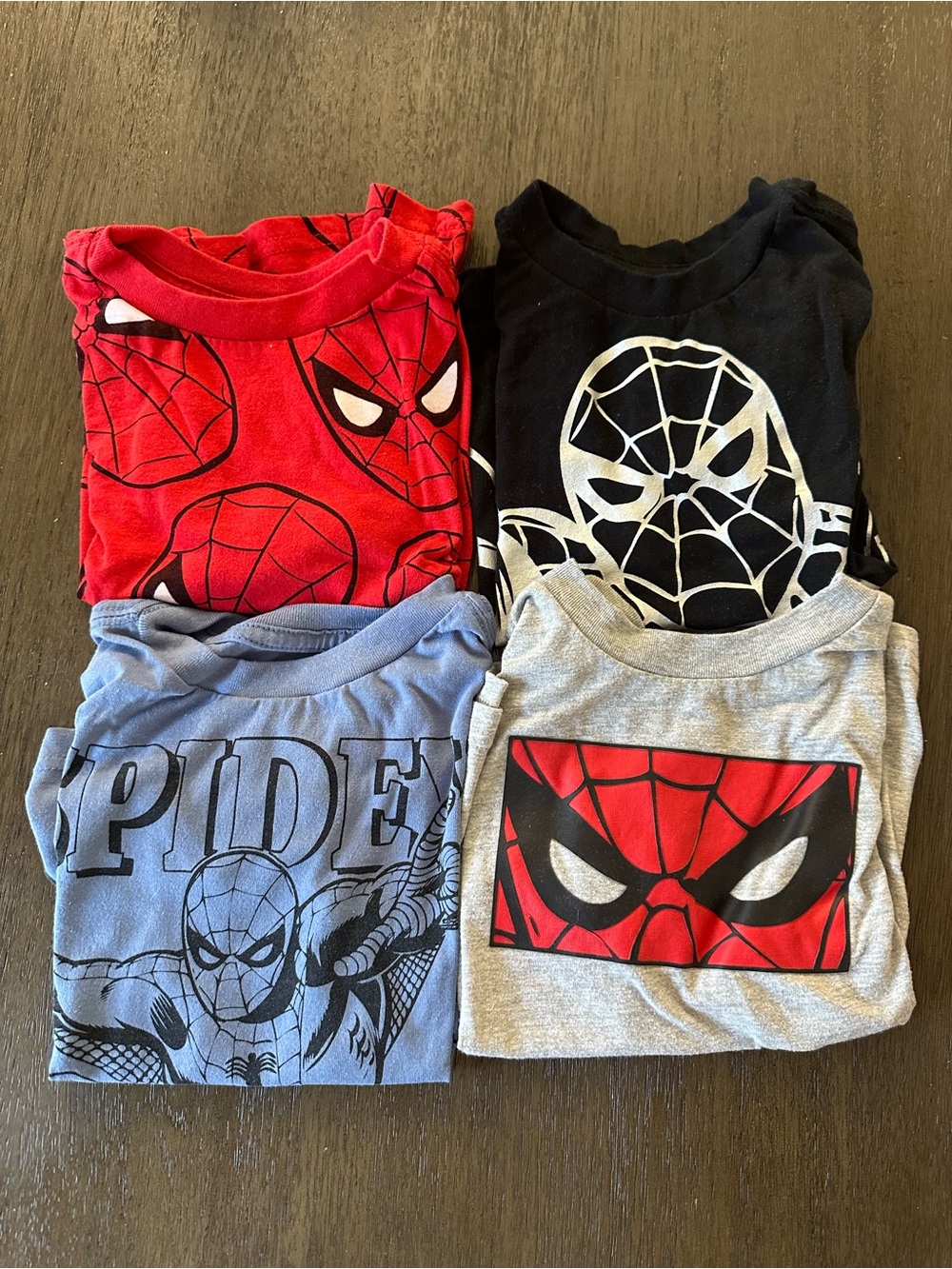 Kids Spider-Man Graphic Tee 4 Pack - Red, Black, Blue, Gray 3T